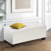Tommie PU Leather Storage Ottoman White