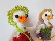 Amigurumi Beaded Handmade, Two merry geese