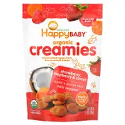 Happy Family Organics, Organic Creamies, Freeze-Dried Veggie, Fruit & Coconut Milk Snacks, Strawberry, Raspberry & Carrot, 1 oz (28 g)