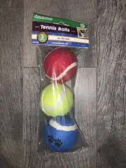 Dog Toy Tennis Balls 3 Pack Set Dog Fetch Toy - Blue Red Green - New