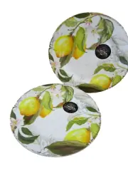 2 grainhouse melamine dinner 11" plate lemon tree. Plastic. NEW.