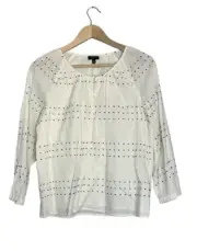 New Talbots Ivory Swiss Dot Peasant Boho Popover Blouse size PM