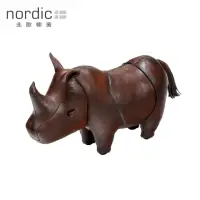 在飛比找momo購物網優惠-【北歐櫥窗】Omersa Rhino 犀牛 手工皮革擺飾(小