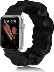 Adjustable Elastic Scrunchie for Apple Watch Band 38mm 40mm 41mm 42mm 44mm 45mm, Soft Stretchy Cloth Pattern Printed Fabric Women Girls Wristbands for iWatch Series 10/9/8/7/SE/6/5/4/3/2/1