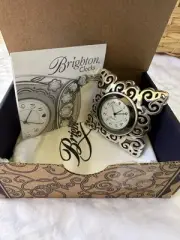 Brighton Geneva Silver Mini Clock New Unused Works!! Comes with a new battery