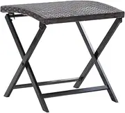 Folding Step Stool, Garden Stool, Poly Rattan Small Seat for Front, Porch, Balcony, Backyard, Yard, 44 x 44 x 40 cm, Brown