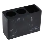 Marbled Texture Toothbrush Holder Compartments Countertop Organizer Countertop Organization Makeup Brush Holder Storage black