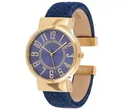 Joan Rivers Classic Blue Denim Bangle Cuff Watch Brand New In Box QVC