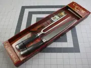 Stainless Steel 8" Knife and Fork carving set W/ Soft Grip Handles New in box.