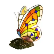 Tiffany Style Orange Butterfly Table Lamp LED Bedside Table Lamp Colorful Sma...