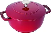 Staub Wa-NABE 40501-007 Cherry, M, 7.1 inches (18 cm), Both Handed, Enameled Pot, Rice, Induction Compatible, Japanese Authentic Product
