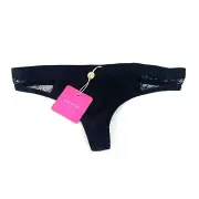 Sass & Bide Micro Thong Size M Black Side Sheer Lace Mesh Trim Lightweight New