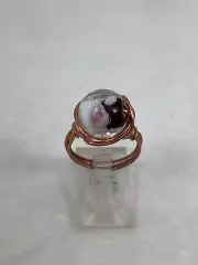 Handmade ~ Copper Wire Wrap ~ Glass Bead Ring Size 6 #195