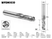 1/2" Dia. 3 Flute Compression CNC Router Bit - 1/2" Shank - Yonico 33330-SC