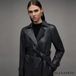 【ALLSAINTS】OKENA 羊皮中長版風衣Black WL088Z(修身版型)