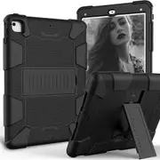 Catzon Silicone+PC Case 3-Layer Anti-fall Protective Cover Tablet Stand For iPad 5/6 2017/2018 iPad Pro 9.7 inch-8black