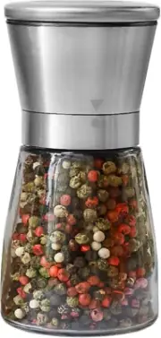 Pepper Grinder or Pepper Mill, Manual Salt Grinder Refillable with Adjustable Co
