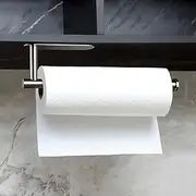 Paper Towel Holder Under Cabinet, Kitchen Towel Rack Wall Mounted Paper Roll Dispenser Self-Adhesive Bath Organizer Accessories for Toilet Papers(Silver-A)