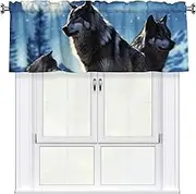 LHBWCVN Wolfs Valances for Windows, Rod Pocket Window Treatment Drapes Farmhouse Kitchen Curtains Short Blackout Window Curtains for Living Room Bedroom Decor 54x18 Inch