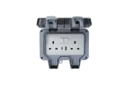 Double Outdoor Weatherproof 2 Gang Switched Socket With USB-A & USB-C