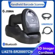 Zebra LI4278-SR20007CN 1D Bluetooth Barcode Scanner w/ USB/RS232 Cable & Cradle