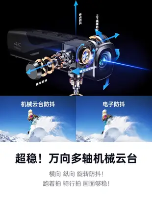 臺灣歐達4K超高清頭戴攝像機雲臺防抖運動相機第一視角拍攝錄像機