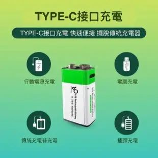 SMARTOOLS 系列 USB TYPE-C充電 電池 9V款 6F22 方形電池 萬用表 煙霧報警器