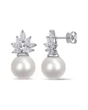 14K 1.46 ct. tw. Diamond & 11-12mm South Sea Pearl Earrings
