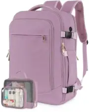 Travel Backpack for Women Men, 40L Carry on Flight Approved Backpack, Purple