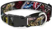 Dog Collar Martingale Retro Marvel Comic Books Stacked Close Up 18 to 32 Inches 1.5 Inch Wide