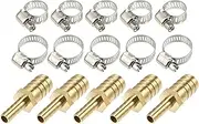 uxcell 5 Set 8-16mm Hose Barb Barbed Tube Pipe Fitting Copper Hose Fitting Connectors with Clamps