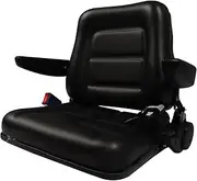Universal Tractor Seat with Safety Belt, Armrest, Micro Switch, Slide and Adjustable Backrest Compatible with ATV UTV Forklifts Excavators Golf Carts Dozers Tractors Lawn Mower