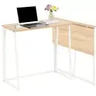 Folding Desk, Space Saving Computer Table Compact Writing Workstation Oak