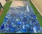 Blue Agate Side Table Top / Agate Coffee Table Top / Epoxy Agate Corner Table