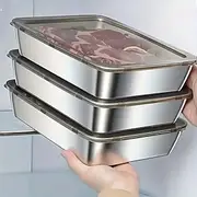 3pcs Stainless Steel Food Storage Containers Set, BPA-Free, Reusable, Easy to Clean, Stackable Design for Fruits, Meat, Vegetables, Refrigerator and Pantry Sto