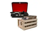 Crosley Cruiser Bluetooth Portable Turntable - Black + Bundled Crosley Record Storage Crate