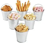 Mini Tinplate Metal Bucket Icing French Fries Tin Pails - 6 Pieces