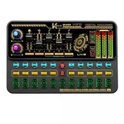 Audio Mixer With Effects, Live Sound Card with Volume Fader, Voice Changer, Sound Effects, LED Lights, for Karaoke, Streaming, Recording, Podcasting Sound Board