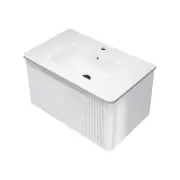 ACA Wall Mounted White MDF Ripple Vanity Soft Close Drawer Ceramic Basin 76x46cm