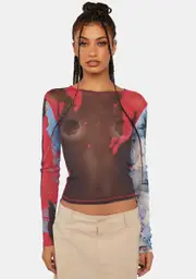 [Jaded London] Mirage Mesh Long Sleeve Top