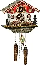 Trenkle Quartz Cuckoo Clock Black Forest House with Moving Beer Drinker and Mill Wheel, with Music and Light