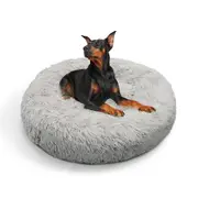 XXL Pet Dog Bed Plush Round Warm Comfy Sleep Nest Durable Cozy Kennel Light Grey XXL:120x120x20cm