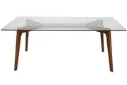 SK Designer Living | Stad Rectangle Glass Coffee Table | Walnut
