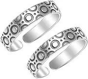 [LeCalla] 925 Sterling Silver Toe Rings for Women | Antique 3D Circle Design Adjustable Band Ring | Women's Indian Cuff Toe Ring Summer Beach Foot Jewelry