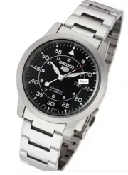 Seiko 5 Automatic SNK809 SNK809K1 Men Black Dial Day Date Watch Free Ship