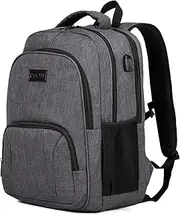 Laptop Backpack, VASCHY Water Resistant Business Travel Backpack for Men Women with USB Port College School Computer Bag Fits 15.6 Inch Laptop Dark Gray
