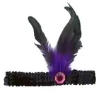 Black & Purple Flapper Feather & Sequin Headband 1920's Gatsby Roaring 20s