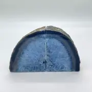 Blue Agate Geode Crystal Bookends Set of 2 Large Gemstone Pair 3.75 lb