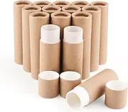 DMuuuDM 15 Pcs 0.3 oz Paperboard Lip Balm Tubes,Empty Kraft Paper Chapstick Tube Holder,Push-Up Style Biodegradable Solid Lip Gloss Container for DIY Homemade Balm,Natural Packaging Container - Brown,