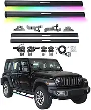 BJOHQ Electric Running Boards Compatible for Jeep Wrangler JL 4 Door Sahara Rubicon 2018-2025 with Light, SUV, Off-Road & Pickup Trucks - Retractable Truck Steps & Nerf Bars